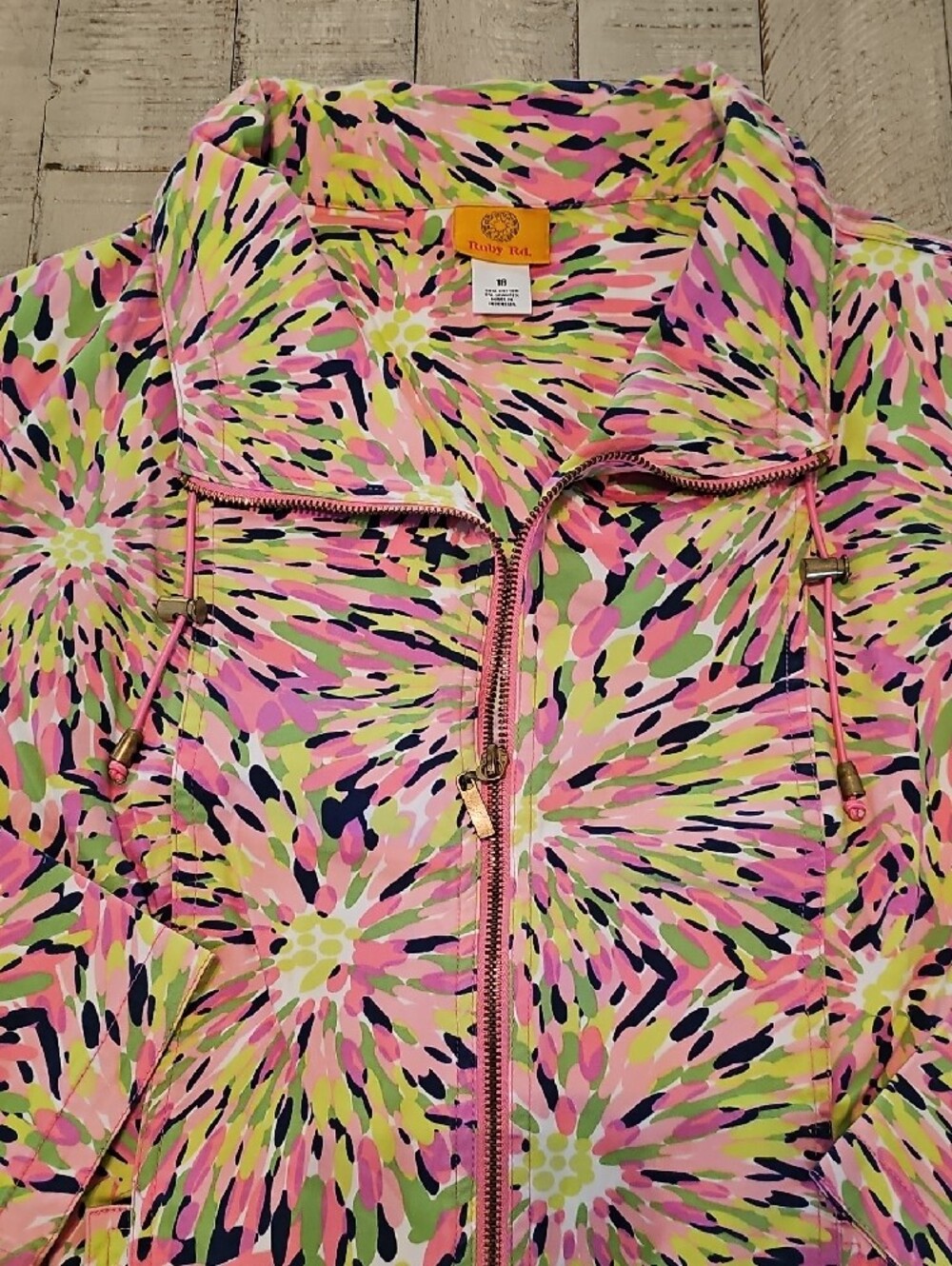 Ruby Rd. Pink Multi Floral Zip Jacket - Picture 3 of 8